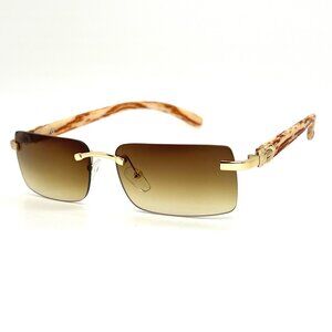 Men Sunglasses Brown Lens Square Gold Frame Street‎ Wear Light Weight Lentes New